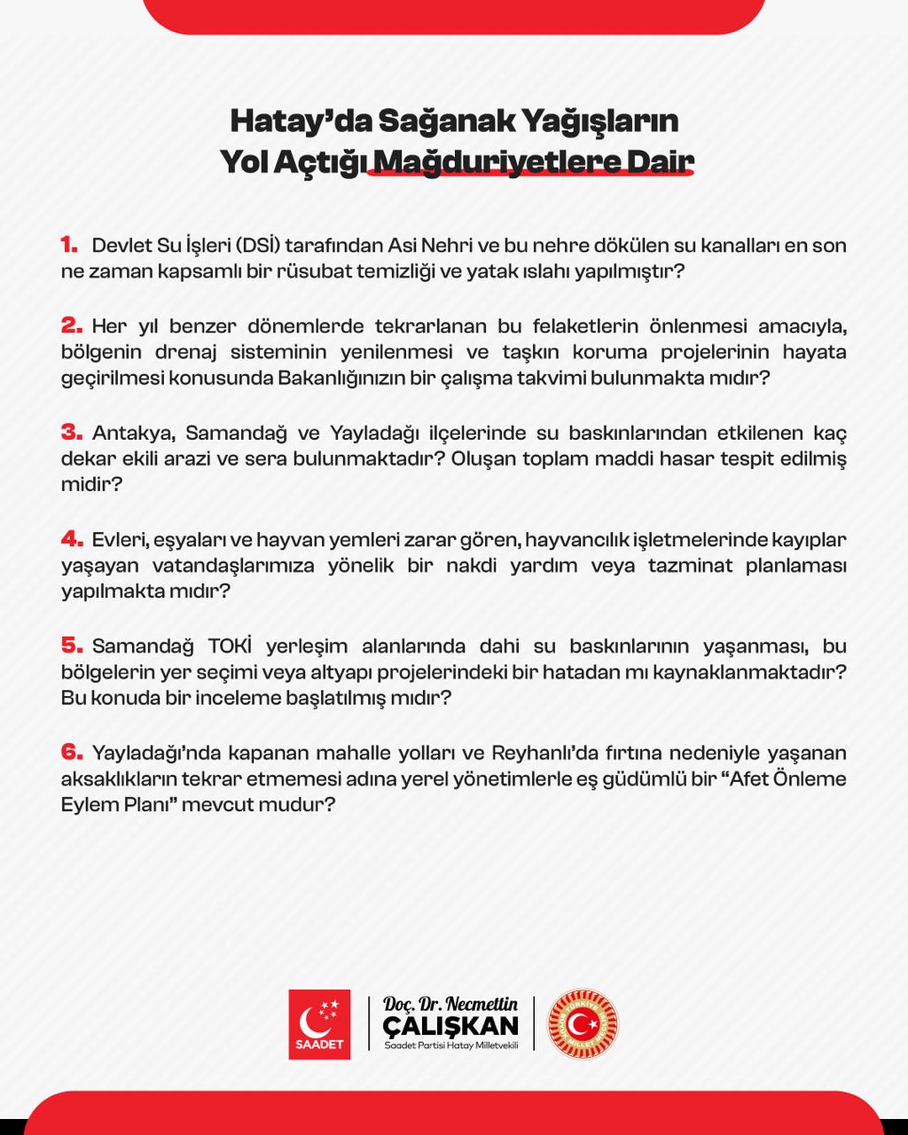 Hatay’in Sel Gerçeği̇ Çalişkan’dan Bakanliğa Soru Önergesi̇, Dsi̇’ye Yazili Başvuru (3)