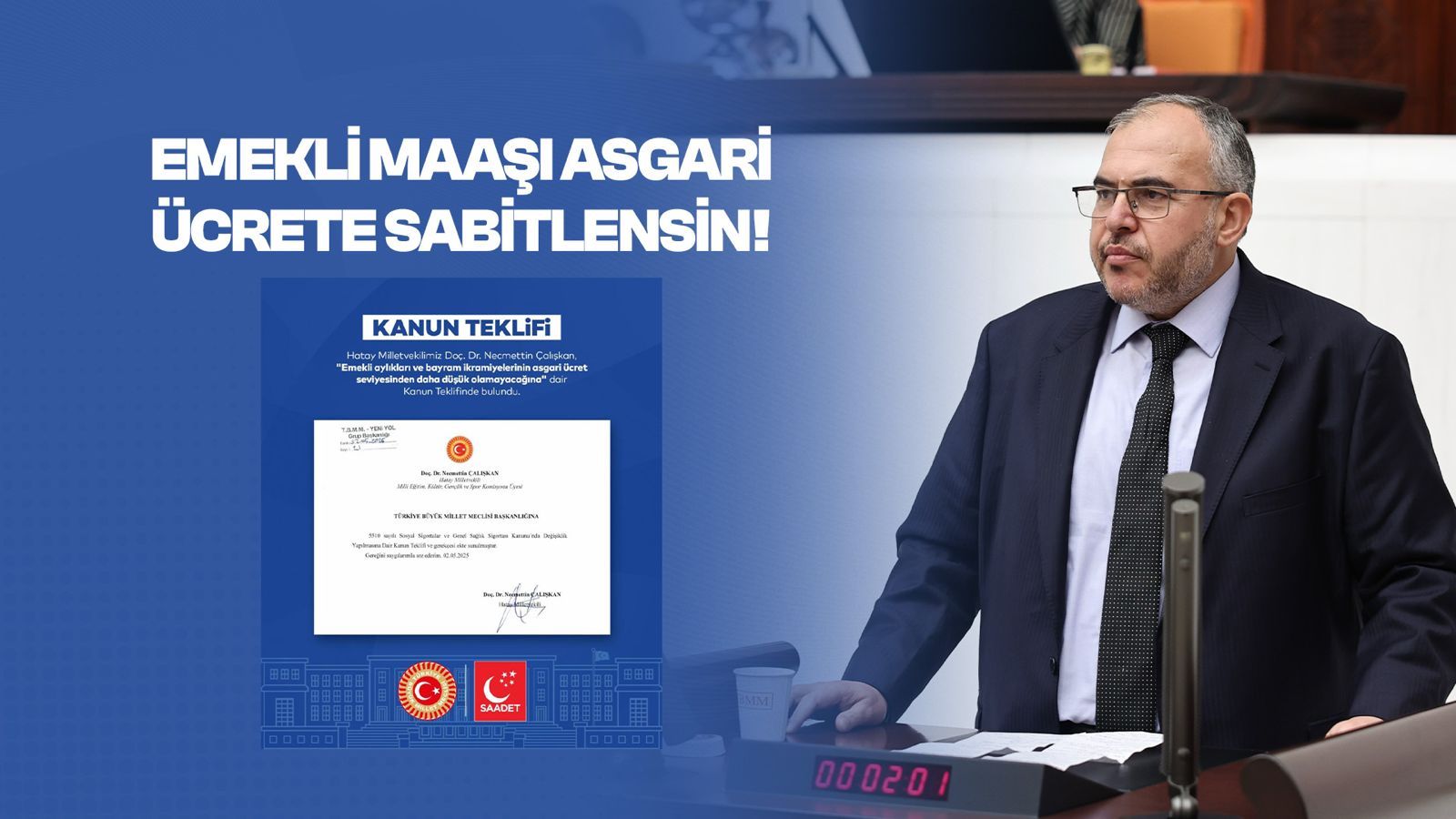 Çalışkan: Emekli maaşı asgari ücretten az olamaz, gasbedilen haklar iade edilmelidir
