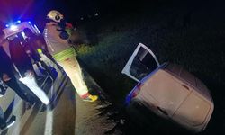 Kırıkhan'da şarampole devrilen hafif ticari aracın sürücüsü yaralandı