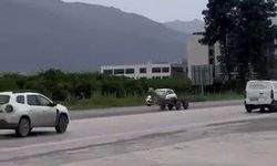 Panik anları: Kaçak at pistte yarışırcasına ilerledi