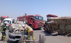 Traktörle çarpışan otomobil takla attı: 2 yaralı