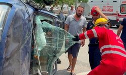 Takla atan otomobilin sürücüsü yaralandı