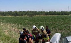 Tarlaya uçan otomobilin sürücüsü yaralandı