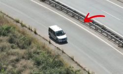 Otoyolda geri geri giden sürücü dron kamerasına yakalandı