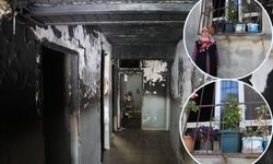 Yaşlı çiftin alevlere teslim olan 40 yıllık evlerinden geriye camı renklendiren çiçekleri kaldı
