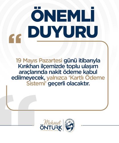 Kırıkhan’da 19 Mayıs’ta nakit ödeme dönemi sona eriyor