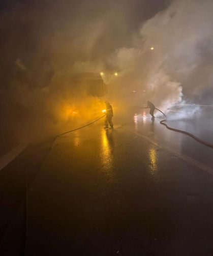 Belen’de tır yangını