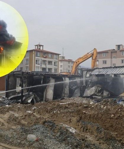 İşçilerin kaldığı 2 katlı yatakhane alevlere teslim oldu