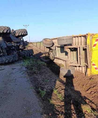 Reyhanlı’da devrilen traktörün sürücüsü yaralandı