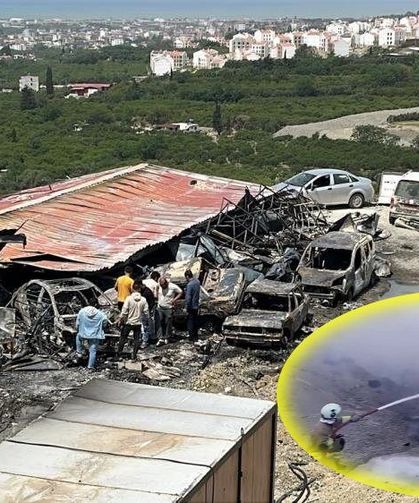 Alevlerin sıçradığı 8 araç demir yığını haline geldi