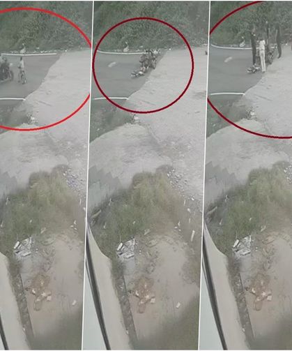 Motosiklet ve bisikletli çocuğun çarpıştığı anlar kamerada