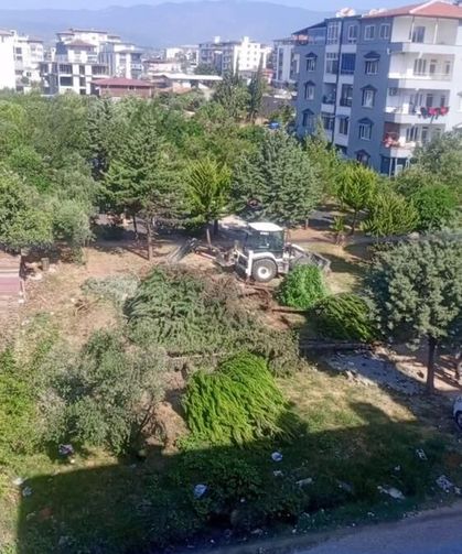 Parktaki ağaçların sökülmesine vatandaşlardan tepki