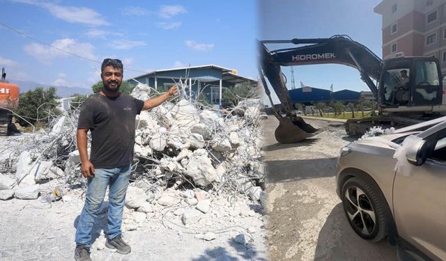 İş makinesiyle gelin arabasının önünü kesen operatör, bahşiş alınca yolu açtı