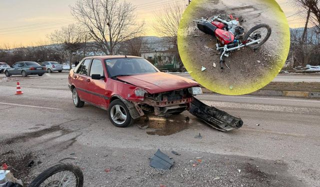 Otomobille çarpışan motosikletin sürücüsü yaralandı