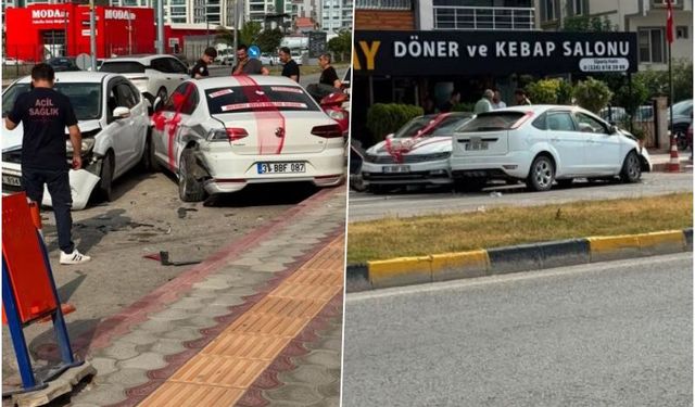 Gelin arabası otomobille çarpıştı: 1 yaralı