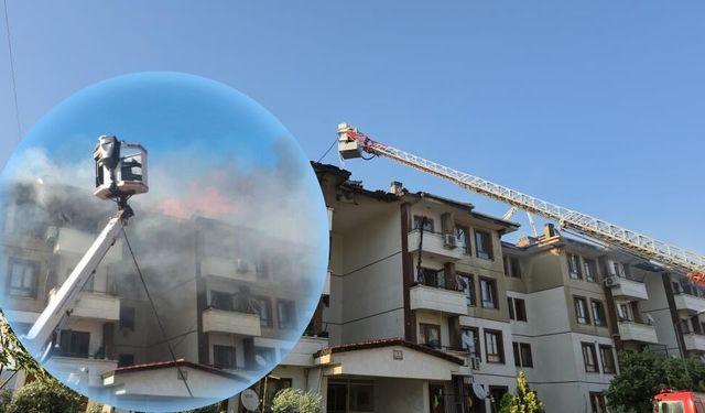 2 binanın çatısı alevlere teslim oldu
