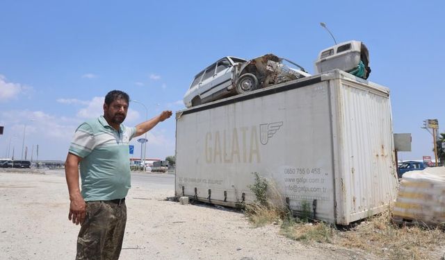 Arkadaşının Toros'unu hırsızlardan koruyabilmek için forkliftle konteynerin üzerine koydu
