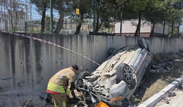 Takla atan aracın sürücüsü yaralandı
