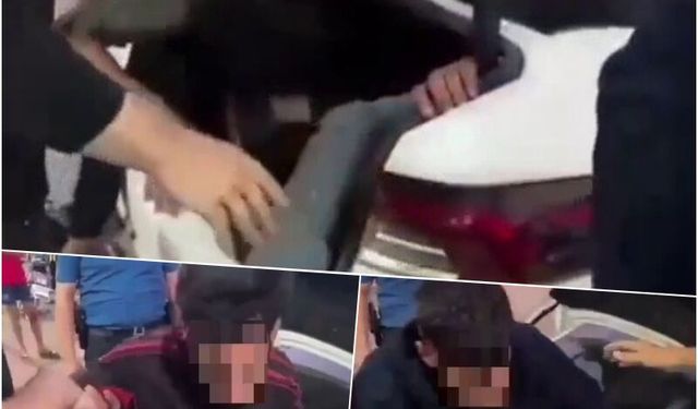 Tıka basa göçmen doldurulan otomobilin bagajından 4 göçmen çıktı