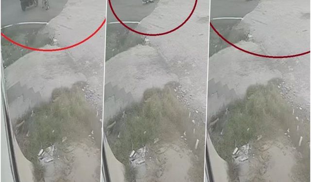 Motosiklet ve bisikletli çocuğun çarpıştığı anlar kamerada