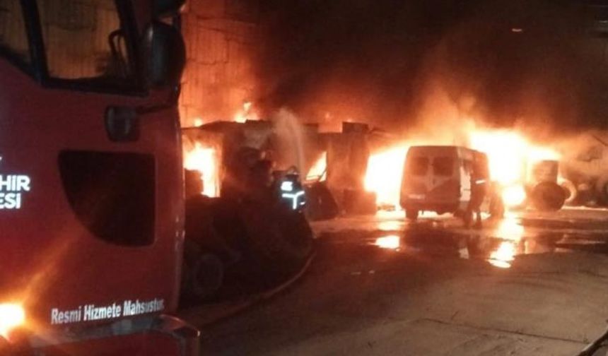 İskenderun’da lastikçi alevlere teslim oldu