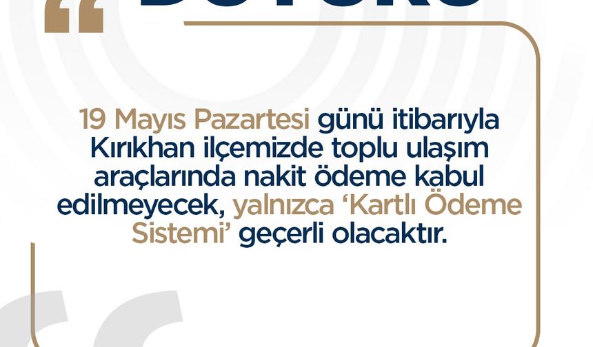 Kırıkhan’da 19 Mayıs’ta nakit ödeme dönemi sona eriyor