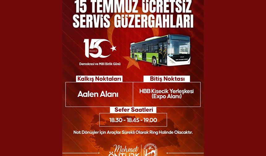 HBB’den 15 Temmuz etkinliklerine ücretsiz ulaşım desteği
