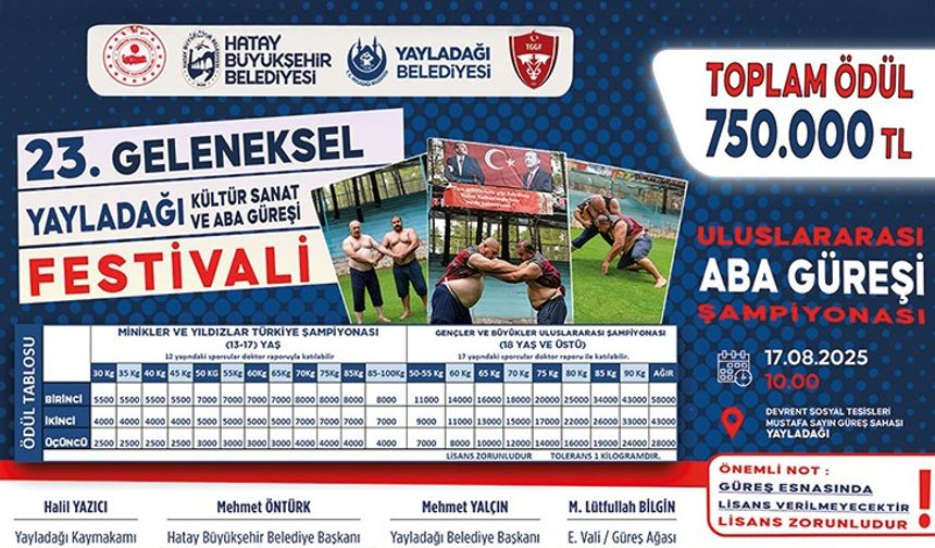 Yayladağı Kültür Sanat Ve Aba Güreşi Festivali Başlıyor