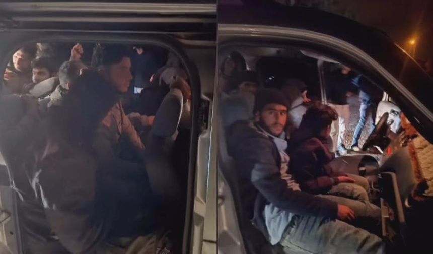 Hafif ticari araca tıka basa doldurulan 13 göçmen yakalandı