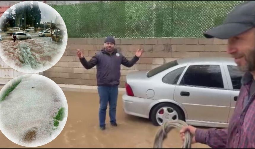 Dolu ve sağanak yağış sonrası sel meydana geldi