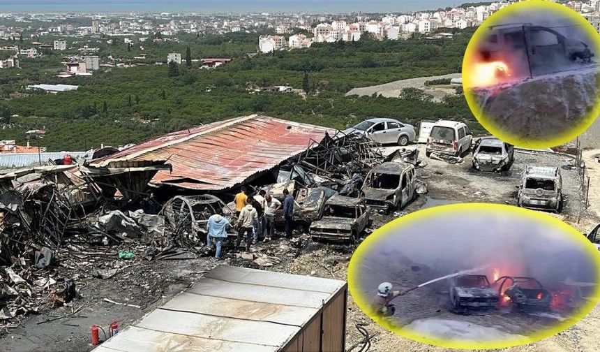 Alevlerin sıçradığı 8 araç demir yığını haline geldi