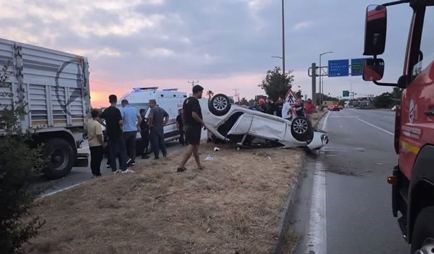Dörtyol’da takla atan otomobilin sürücüsü yaralandı