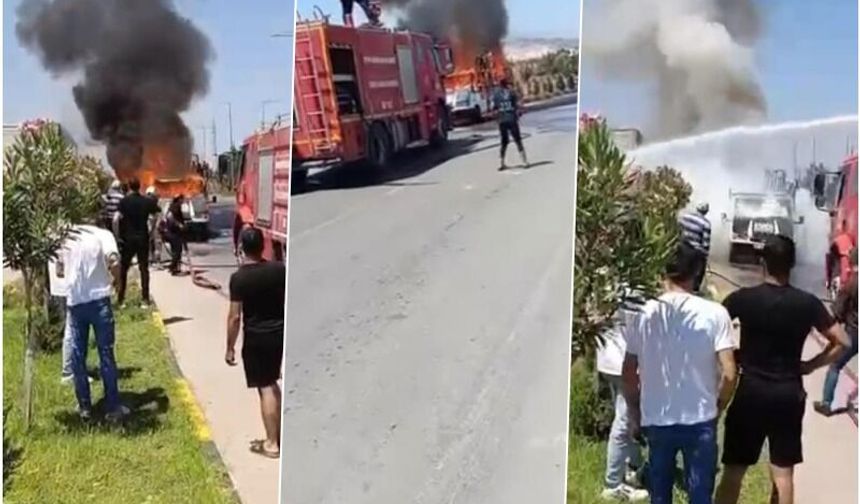Seyir halindeki pikap alevlere teslim oldu