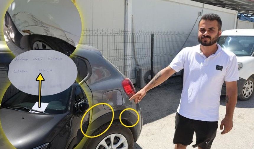 Sürttüğü araca ‘Arabaya hafif sürttüm, lütfen bana ulaşın’ notunu bıraktı