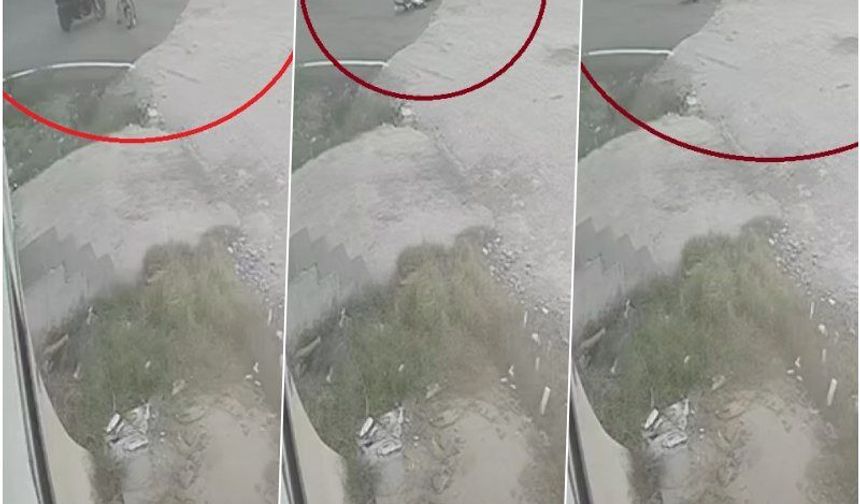 Motosiklet ve bisikletli çocuğun çarpıştığı anlar kamerada