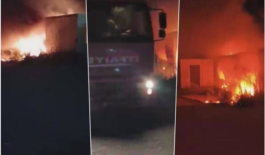 Alev topuna dönen konteyner kullanılamaz hale geldi