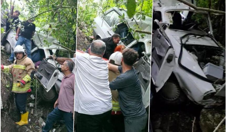 Yayla yolunda uçurumdan uçan otomobil hurdaya döndü: 2 yaralı
