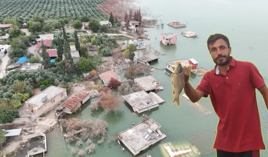Sular altında kalan köy olta balıkçılarının uğrak noktası oldu